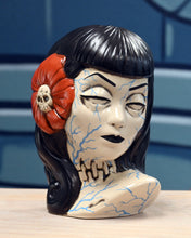 Load image into Gallery viewer, &quot;Infected&quot; Ghoul Girl Tiki Mug - Black Hair, Blue Veins
