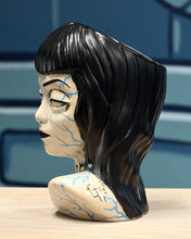 Load image into Gallery viewer, &quot;Infected&quot; Ghoul Girl Tiki Mug - Black Hair, Blue Veins
