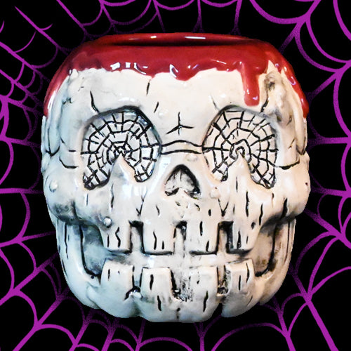 Pumpkin Skull Tiki Mug - White