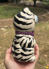 Load image into Gallery viewer, Cut Guts Tiki Mug - White Tiger Striped Stoneware
